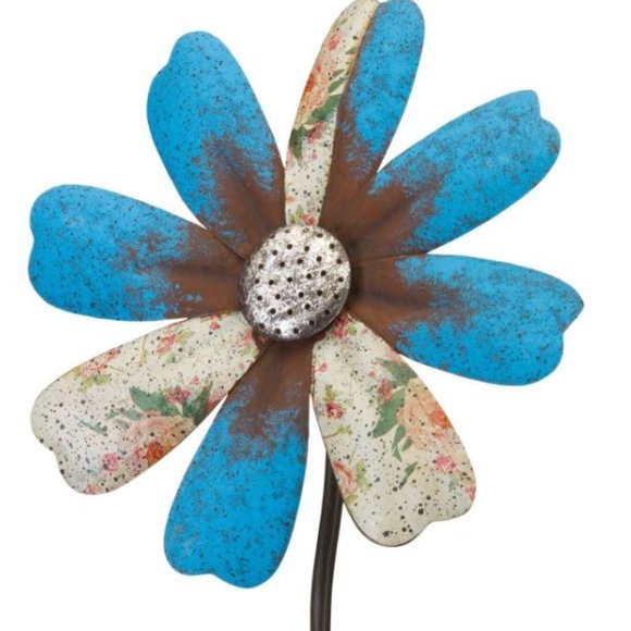 Regal Art & Gift Rustic Flower Wind Spinner - Blue - Picture 1 of 2